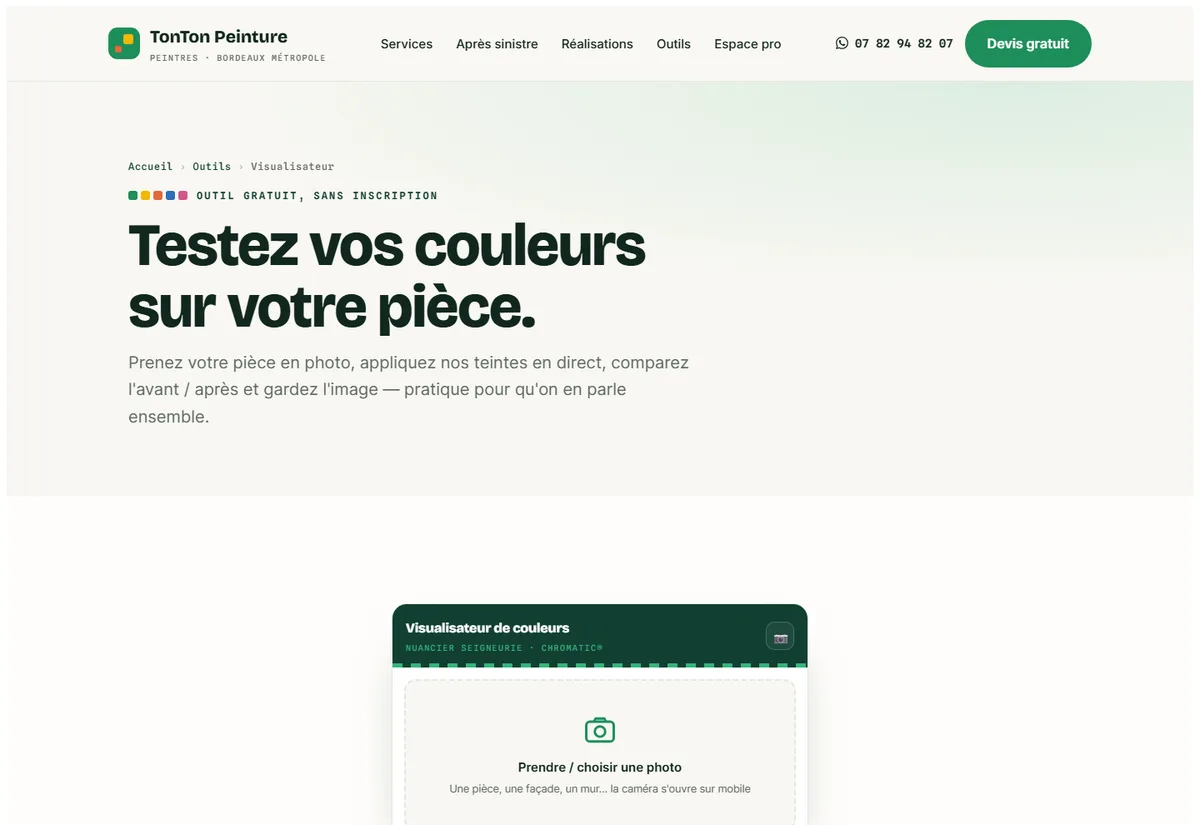 Aperçu de l'outil visualisateur de couleurs